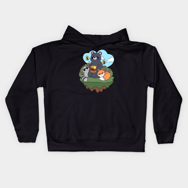 Black Bear Kids Hoodie by anipii